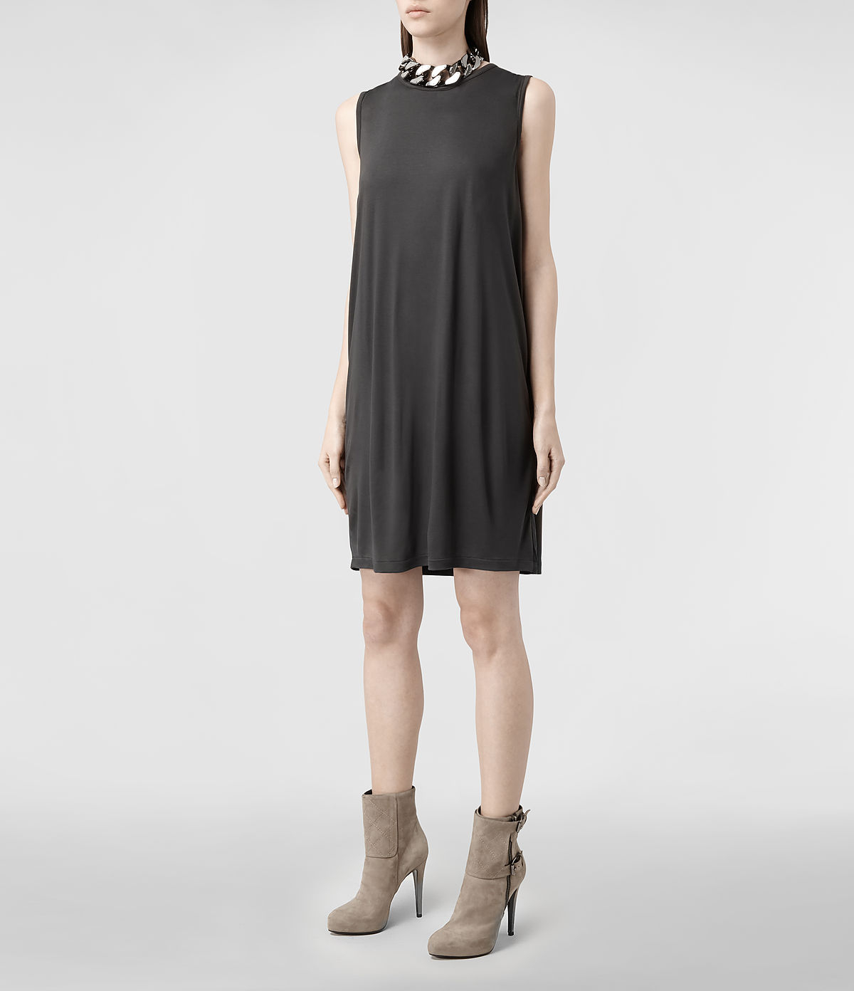 AllSaints Rae Dress in Gray - Lyst