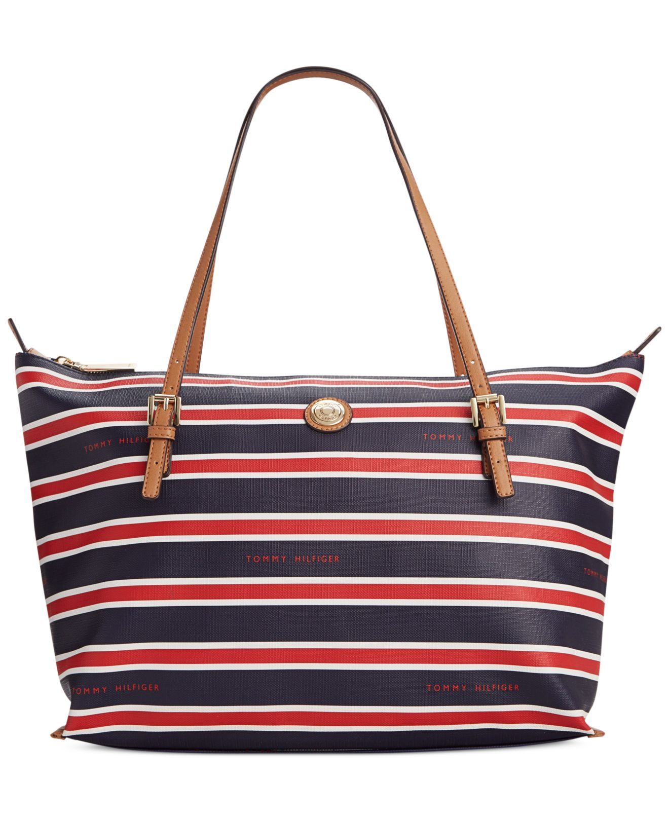 Tommy hilfiger Th Stripe Large Convertible Tote in Blue (Navy/Red) | Lyst