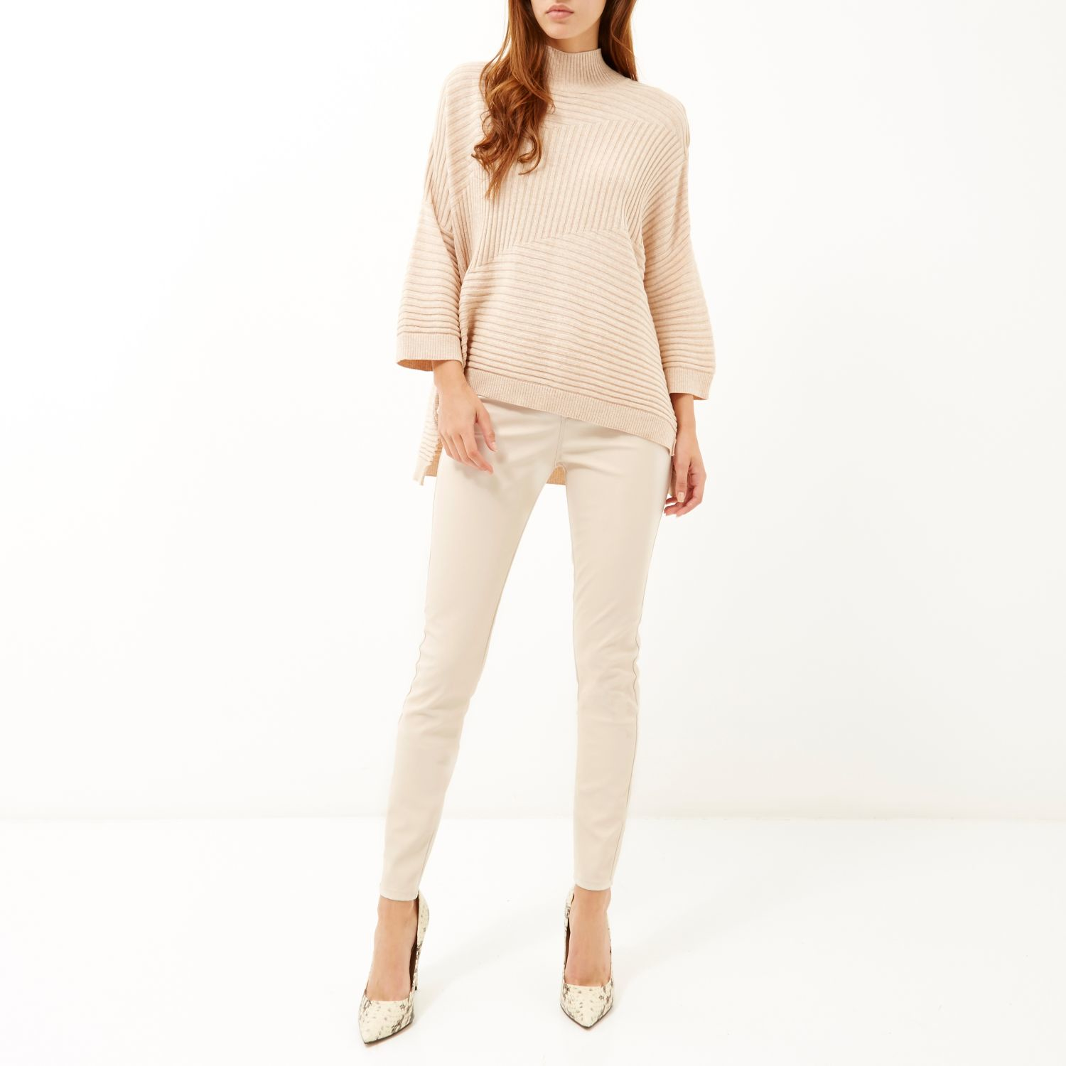 skinny beige trousers