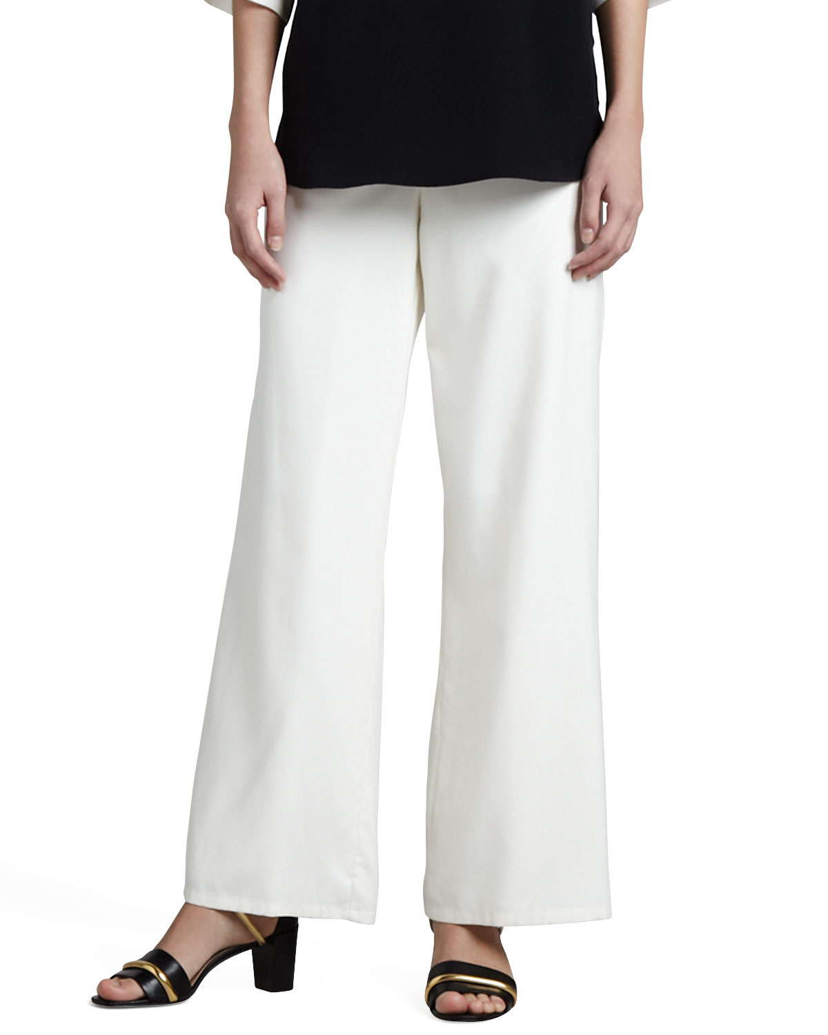 Go Silk Fuji Wide-Leg Silk Pants in White | Lyst