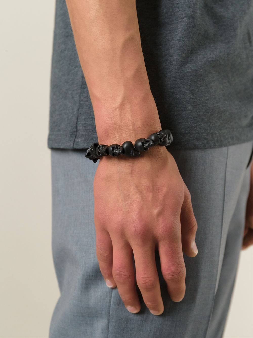 Alexander McQueen Skull Bead Bracelet in Black for Men | Lyst