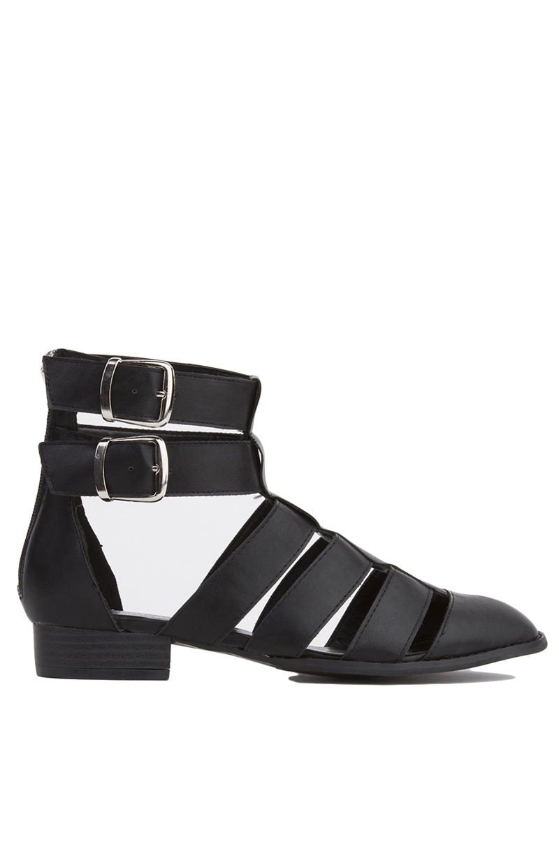 Akira Strappy Gladiator Black Ankle Booties in Black | Lyst