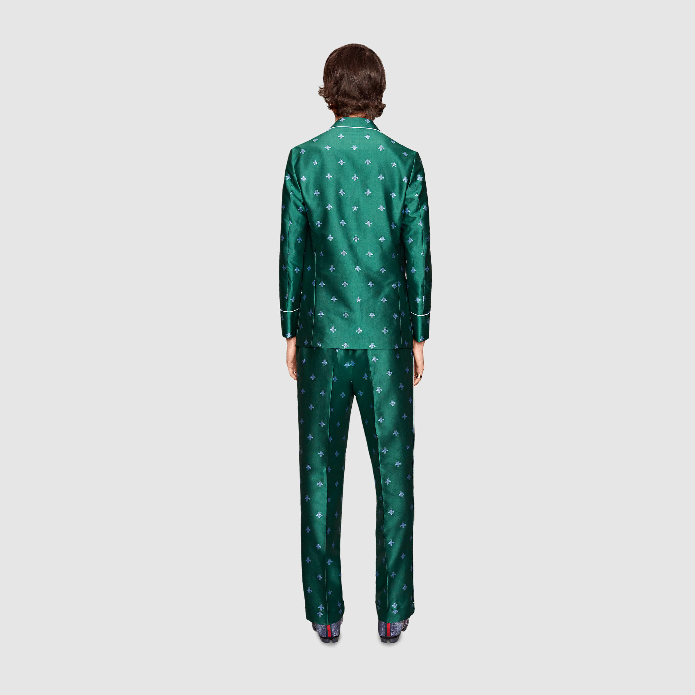 wacht typist Afleiding Gucci Bee Jacquard Pajama Pant in Green for Men | Lyst