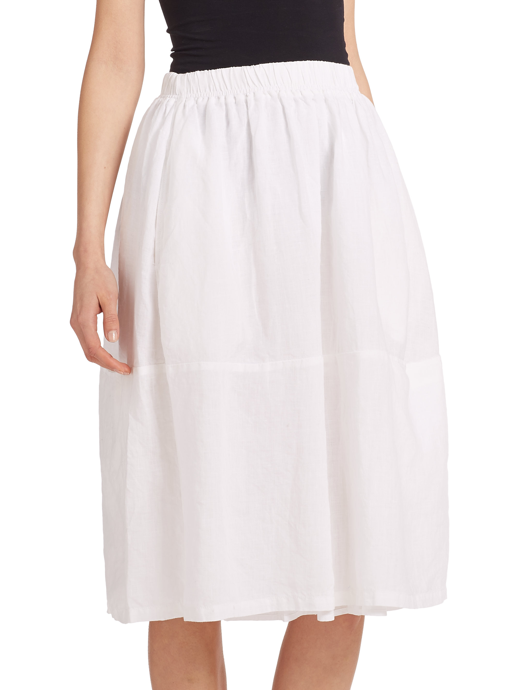 Eileen Fisher Linen Skirt in White - Lyst