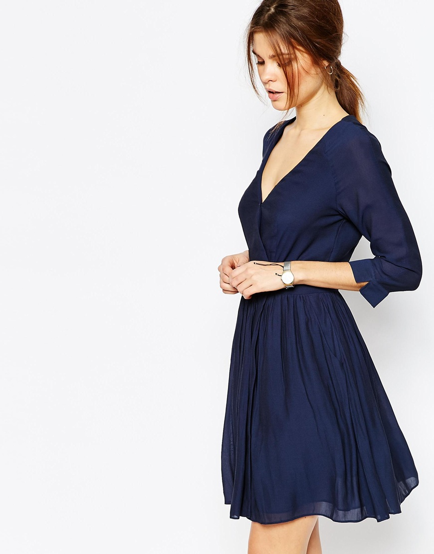 wrap front skater dress