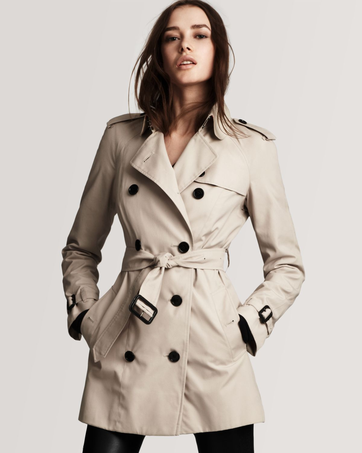 Burberry London Double Breasted Short Trench Coat in Natural - Lyst