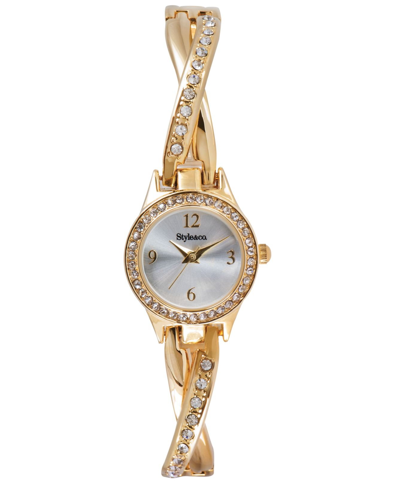 Style & Co. Style&Co. Women'S Crystal Accent Gold-Tone X-Shaped Bracelet  Watch 30Mm Sc1443 in Metallic - Lyst