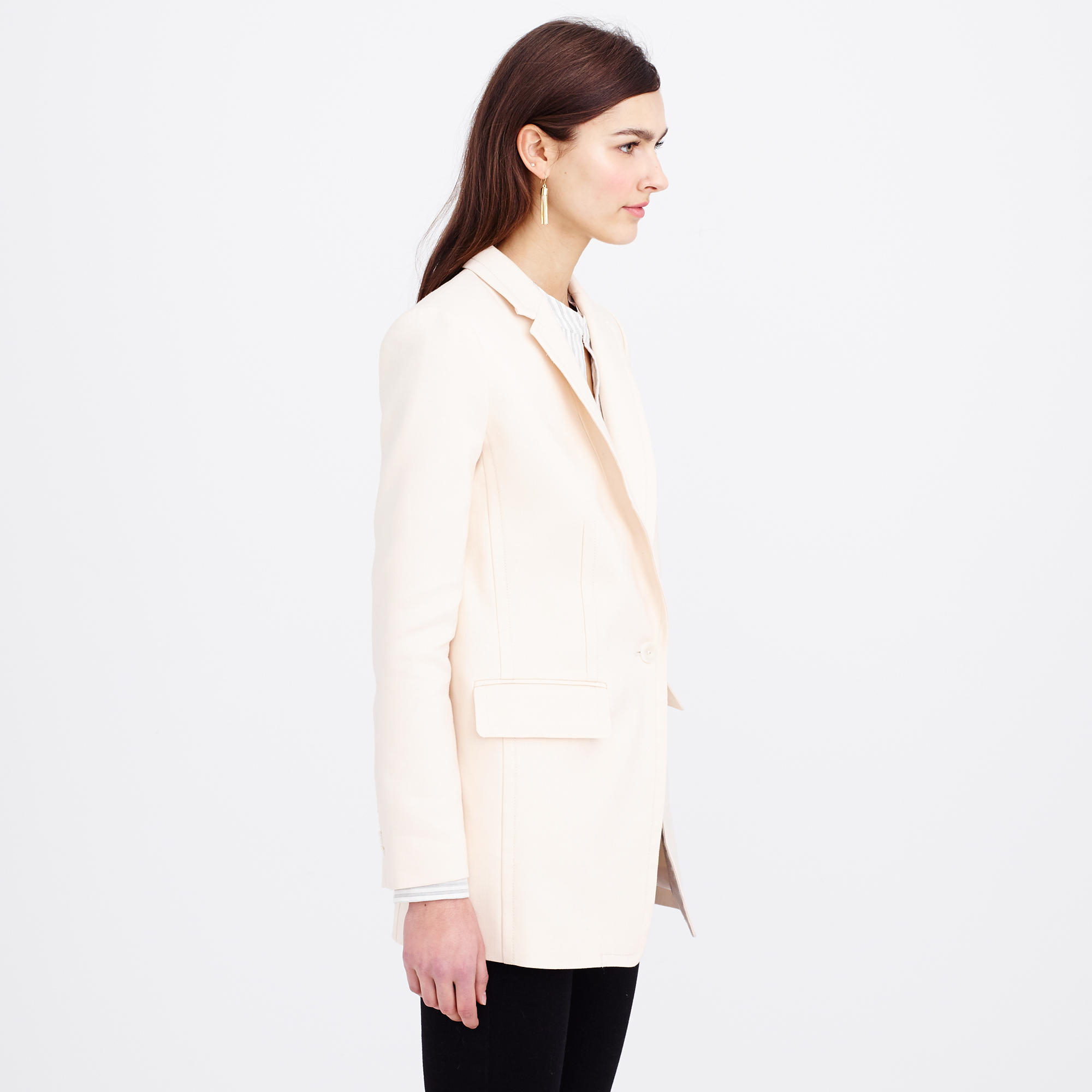 J.Crew Collection Long One-button Blazer In Linen in Vanilla (Natural ...