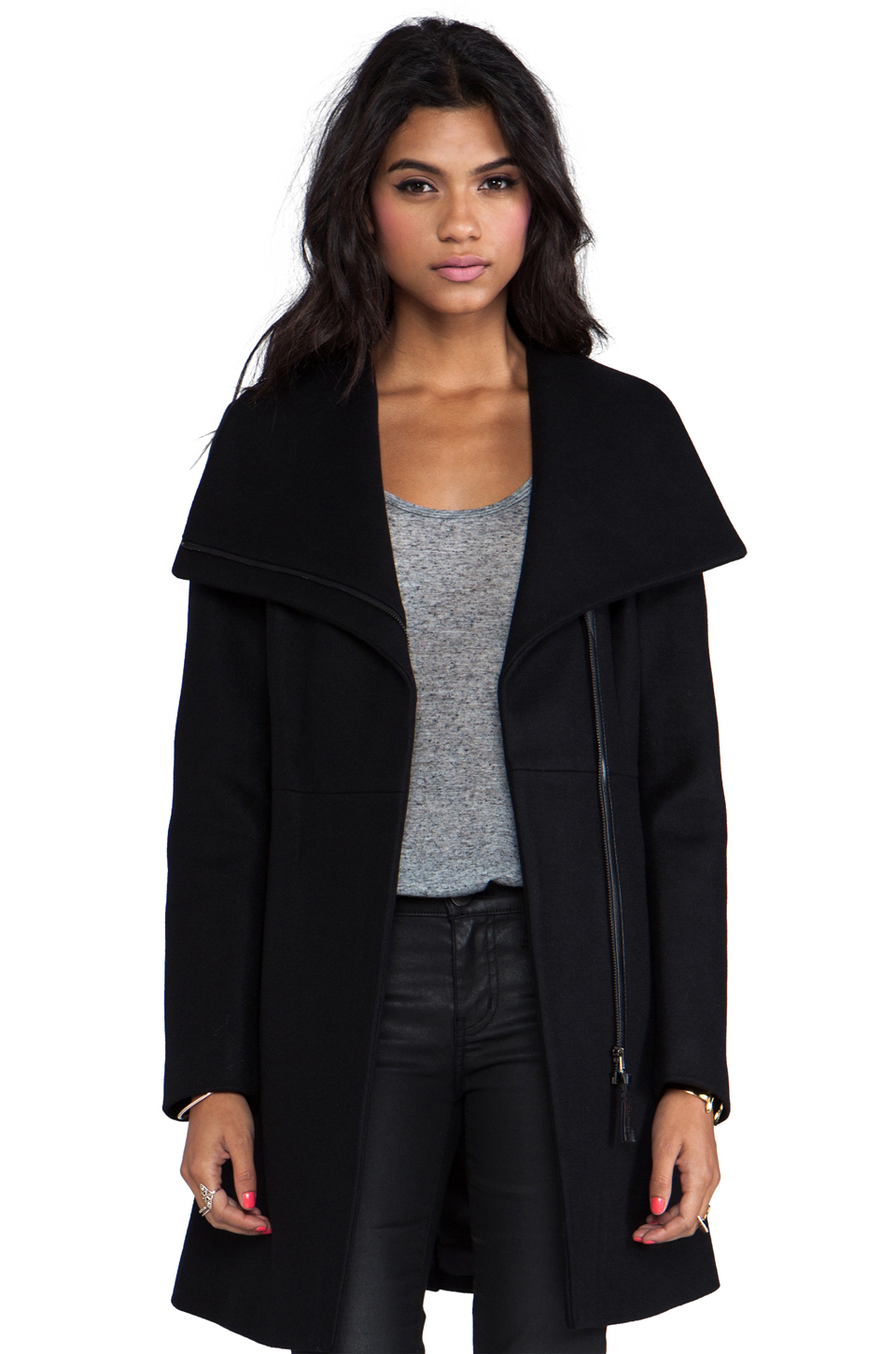Mackage Valencia Flat Wool Coat in Black Lyst