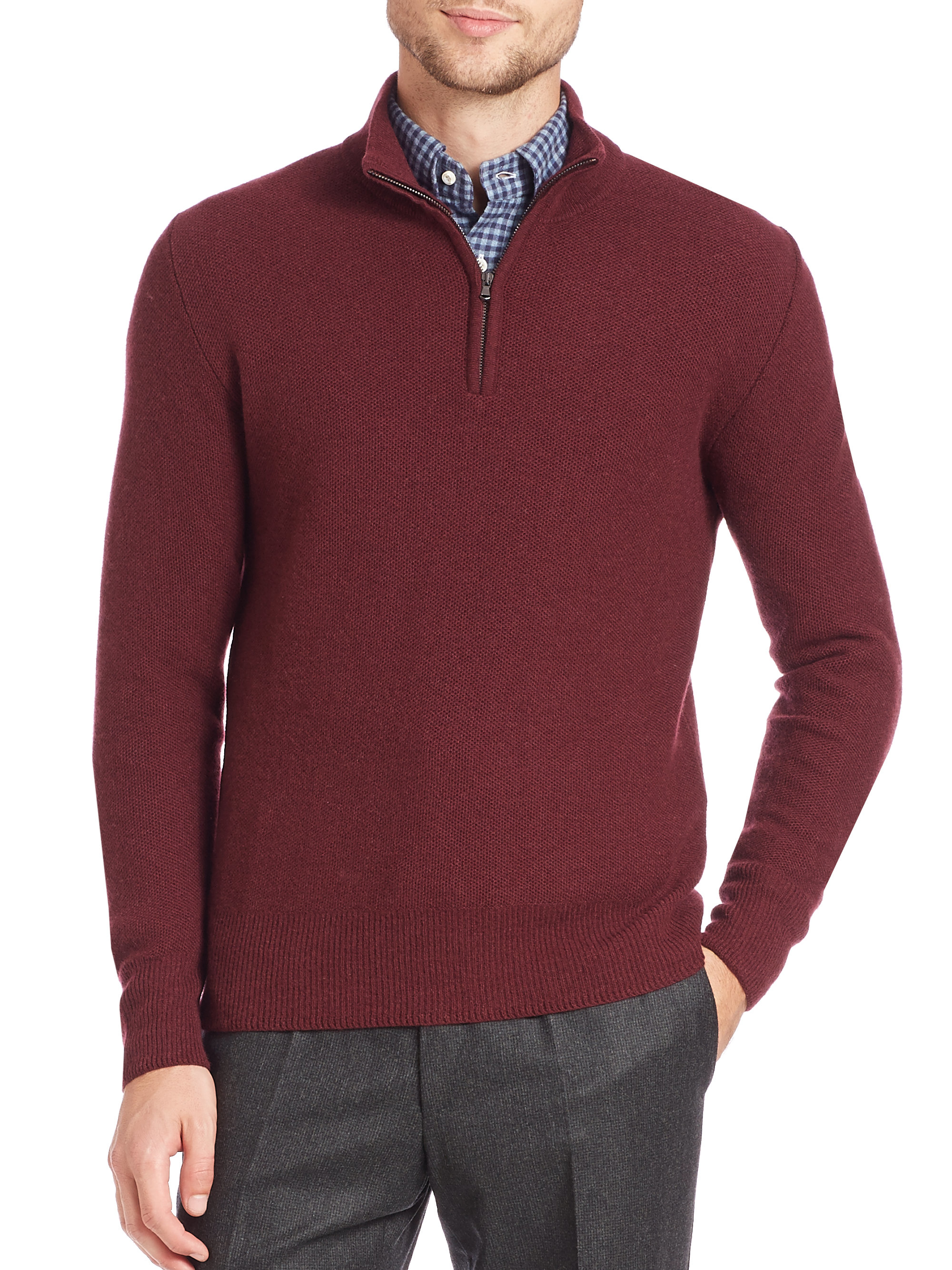 Lyst - Eidos Half-zip Wool & Cashmere Sweater in Red for Men
