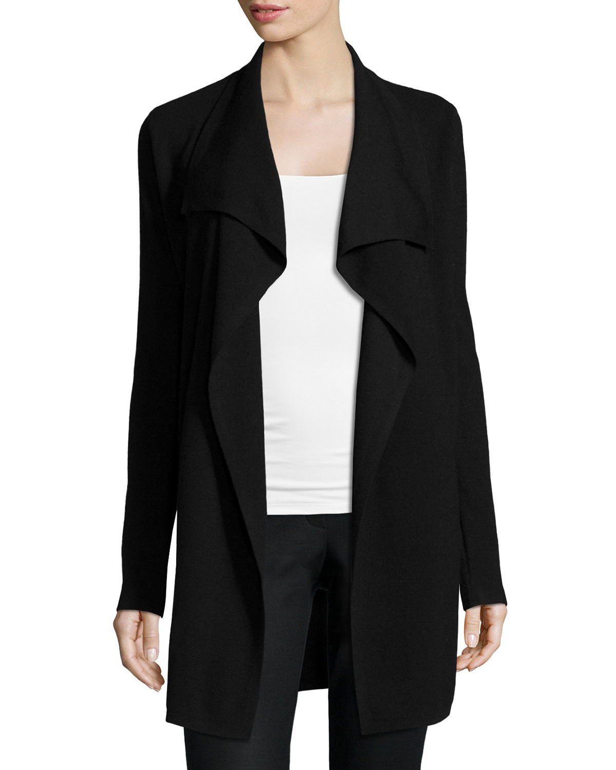Theory Wool Trincy E. Draped-front Cardigan in Ivory Ice (Black) - Lyst