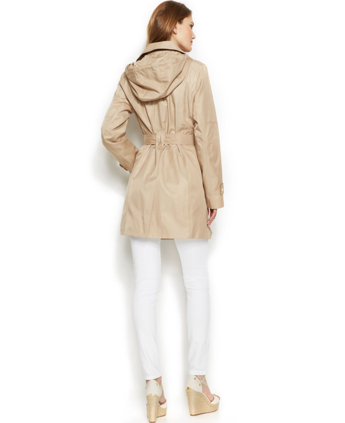 Lyst Michael Kors Suede Trench Coat In Brown Michael Kors Belted Trench Coat