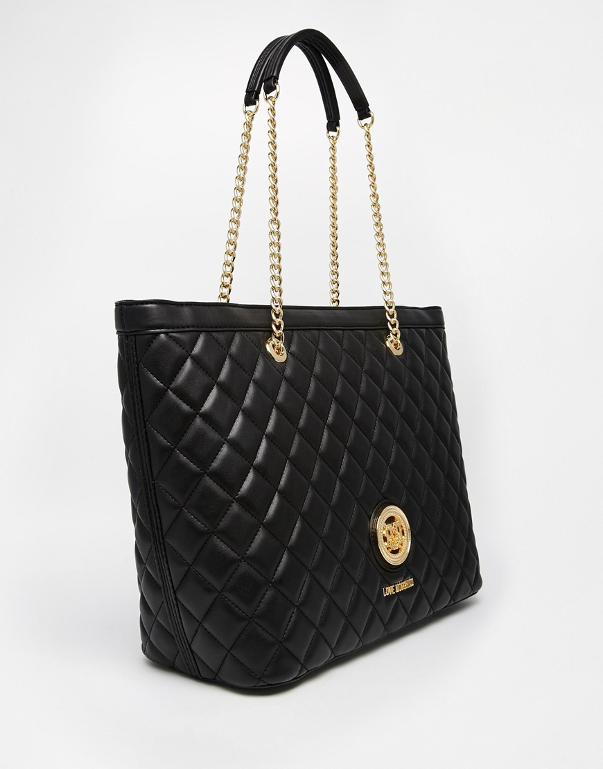 Love Moschino Quilted Tote Bag In Black | Lyst