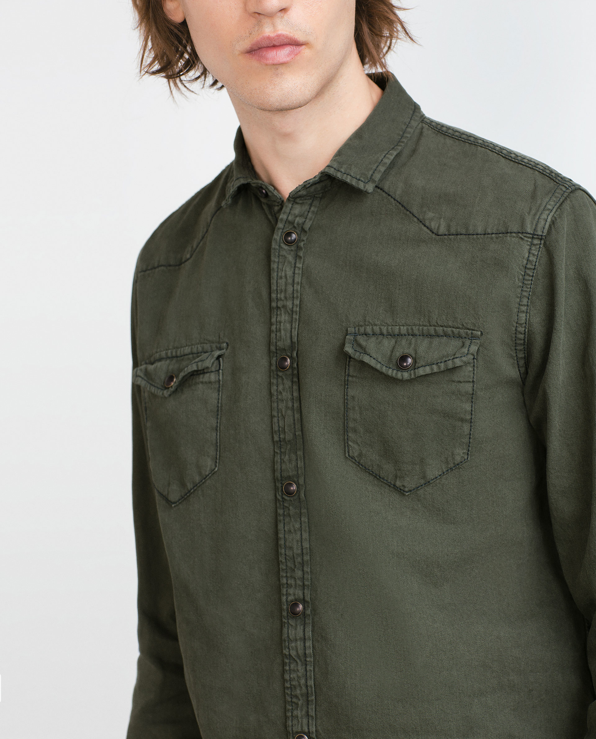 Khaki denim shirt Brand ASOS menswear shuts down the new season with the latest trends and the coolest products, designed in London and sold across the world. Update your go-to garms with the new shapes and fits from our ASOS design team, from essential tees to on-point outerwear, and .