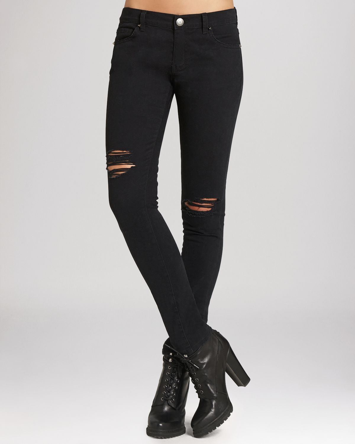 skinny black distressed jeans