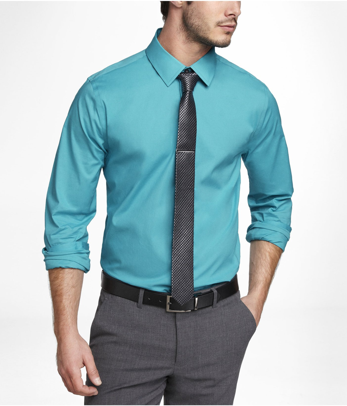 turquoise shirt mens outfit