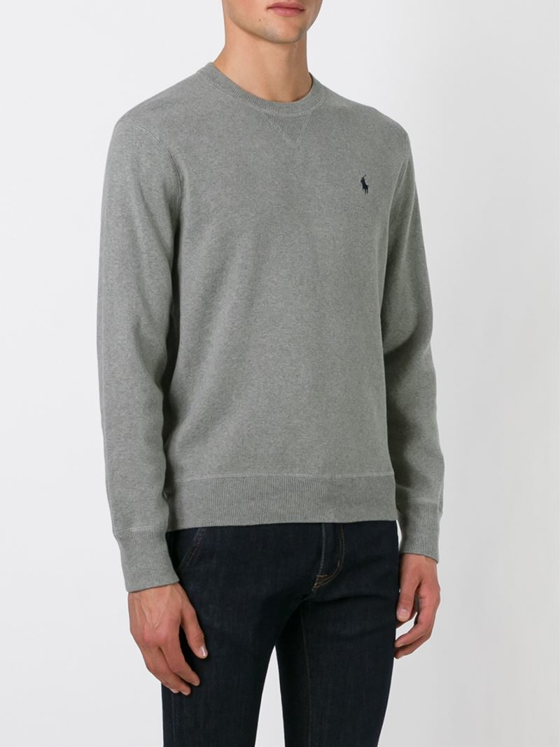 Polo Ralph Lauren Logo Embroidered Sweatshirt in Grey (Gray) for Men - Lyst