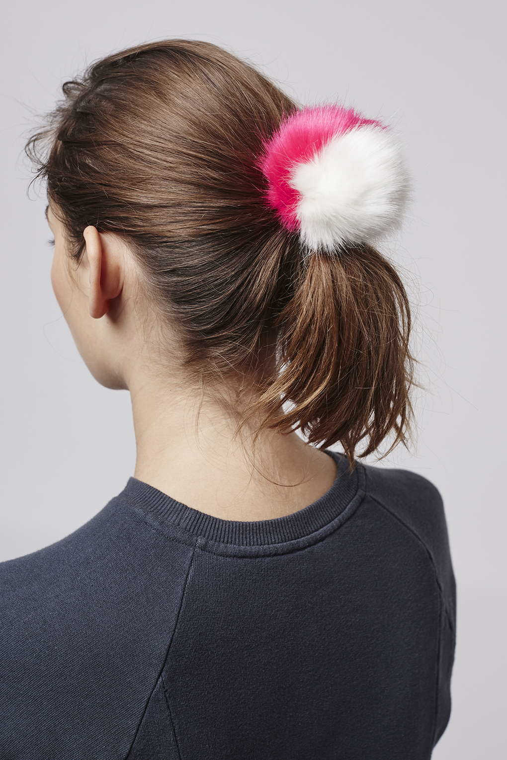 Topshop Faux Fur Pom Elastic Hair Tie In Pink Lyst