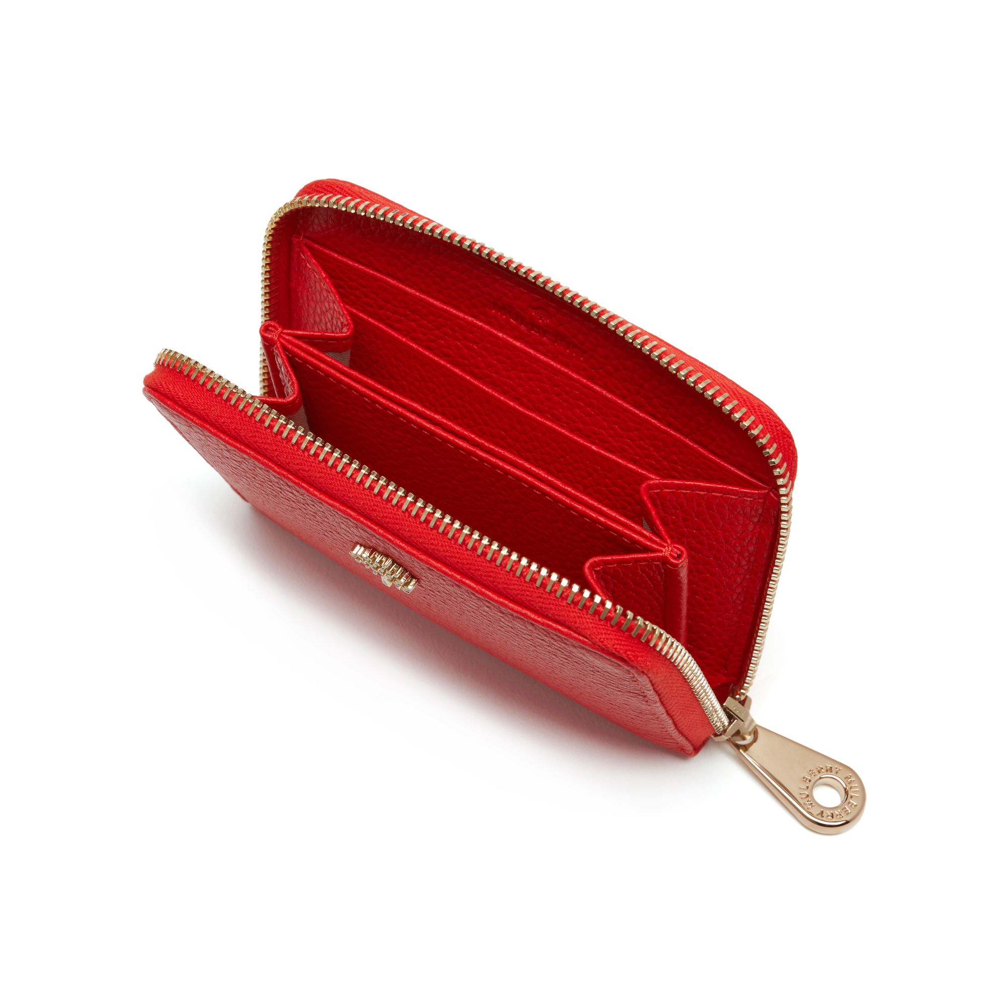 red zip around purse