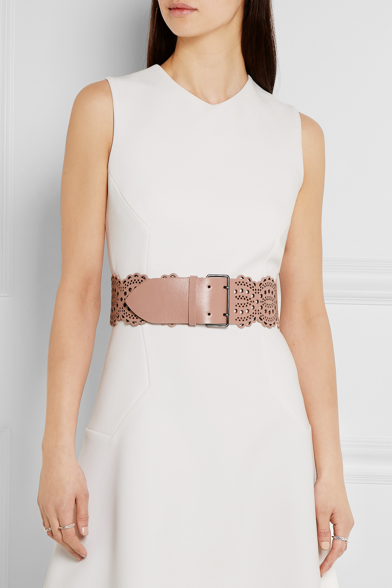 Alaïa Laser-cut Leather Waist Belt in Pink | Lyst