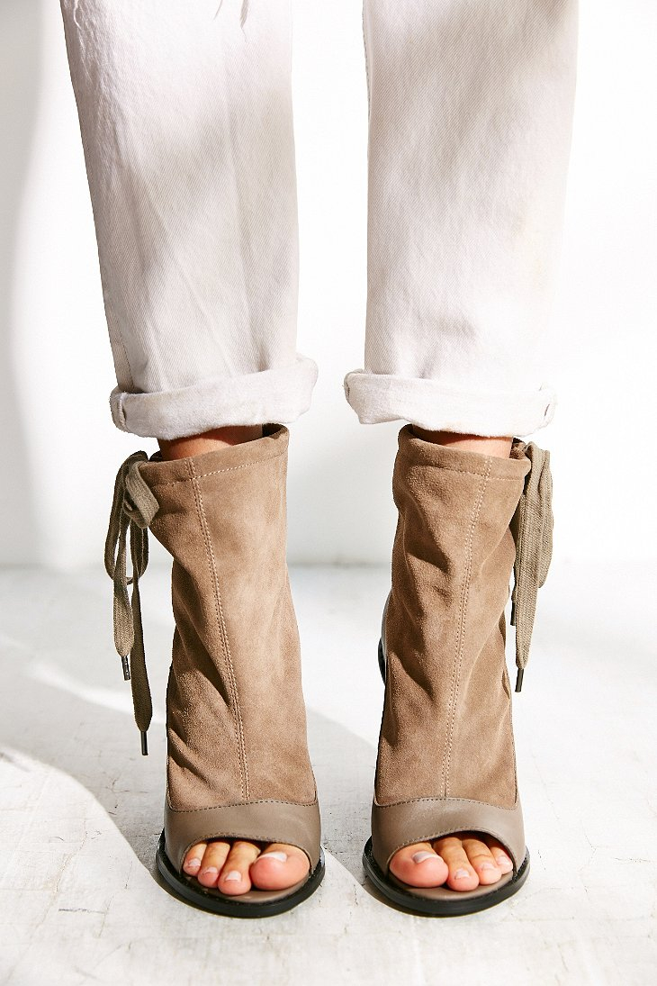 grey open toe boots