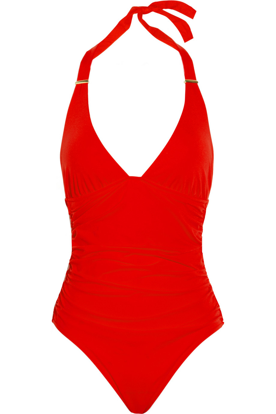 red halterneck swimsuit