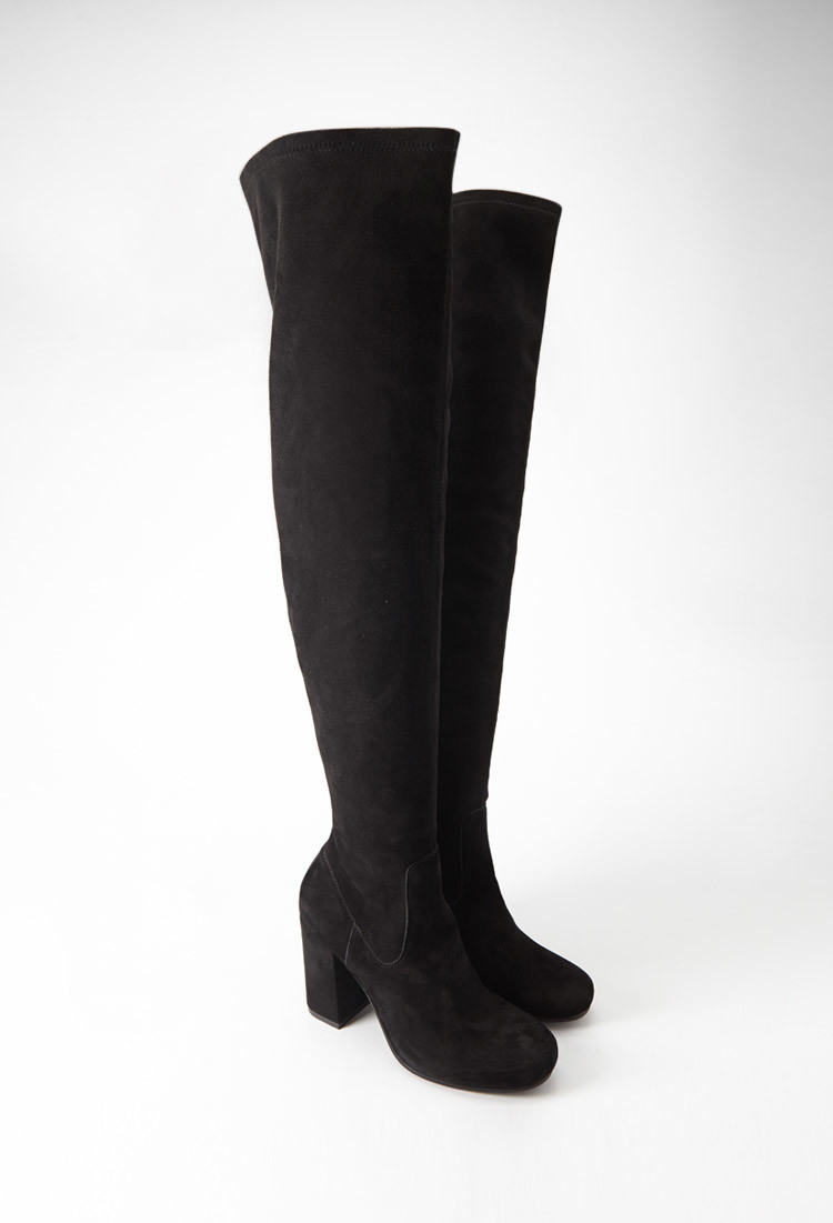 forever 21 black thigh high boots