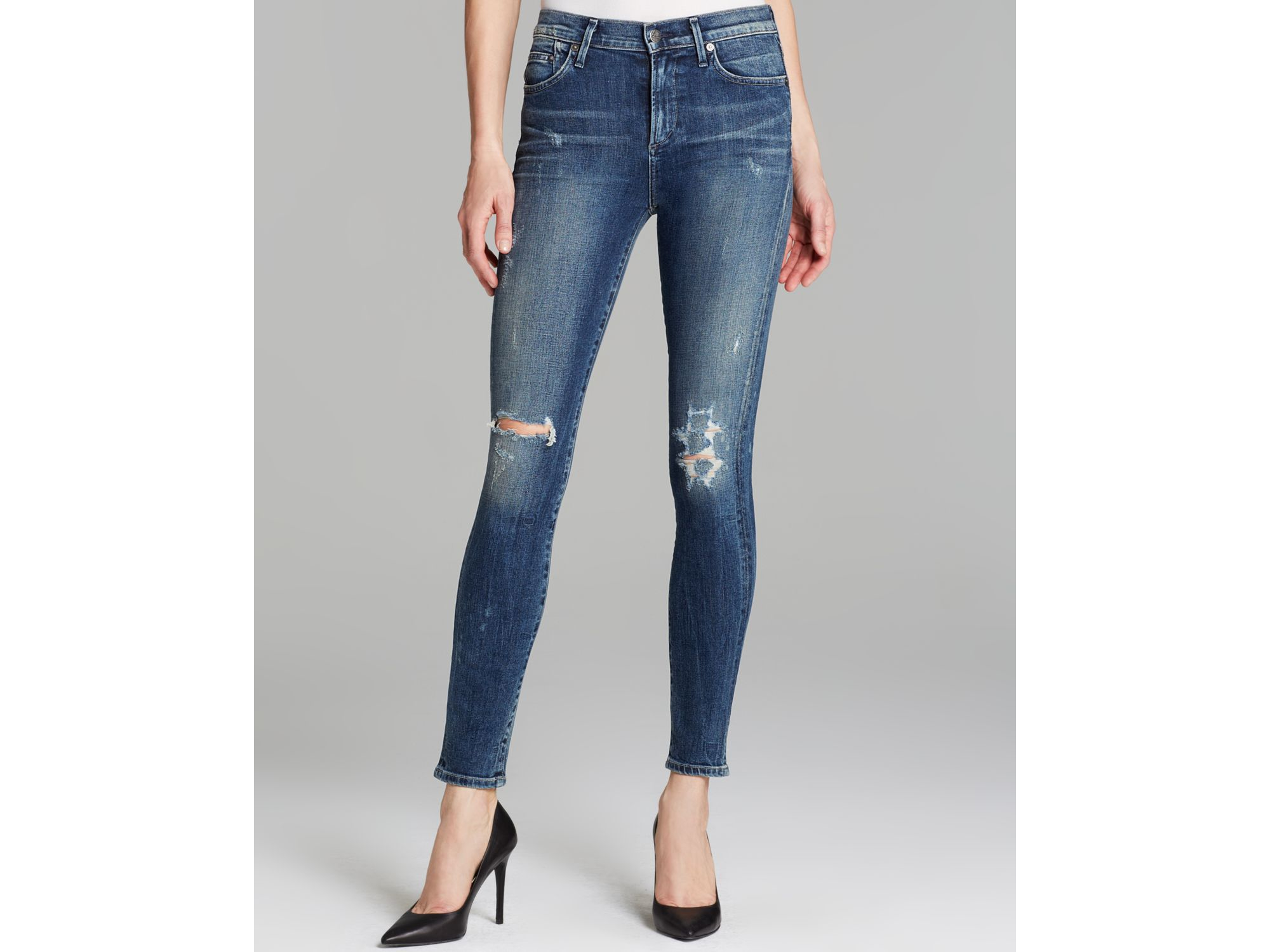 Citizens of Humanity Destroyed High Rise Rocket Skinny Jeans In Indie in  Blue | Lyst