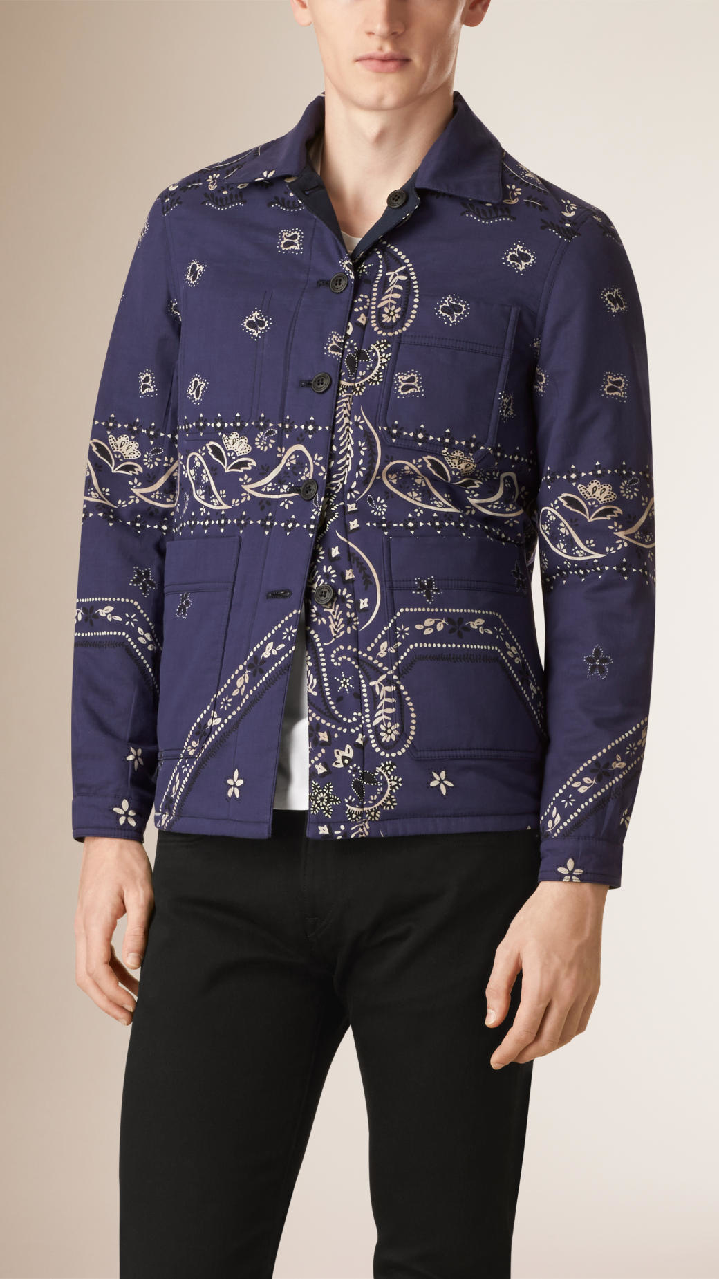 Lyst - Burberry Reversible Paisley Print Cotton Utility Jacket in Blue for Men