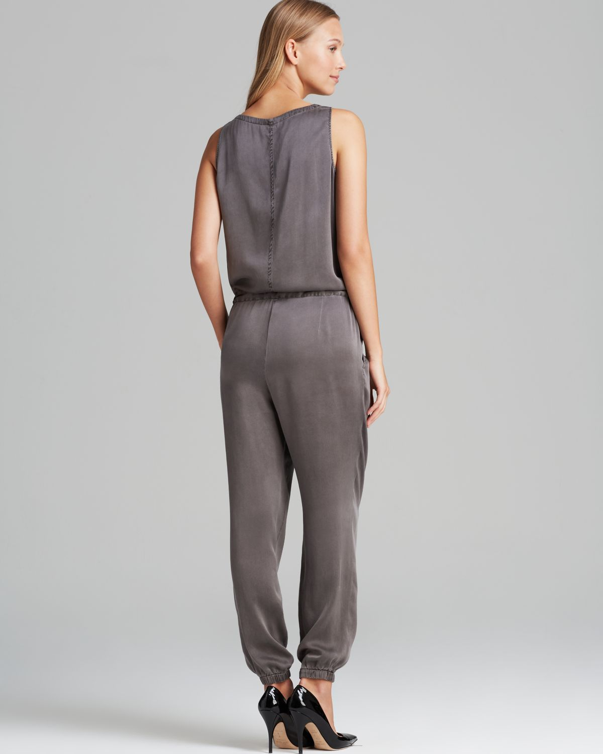 grey silk jumpsuit