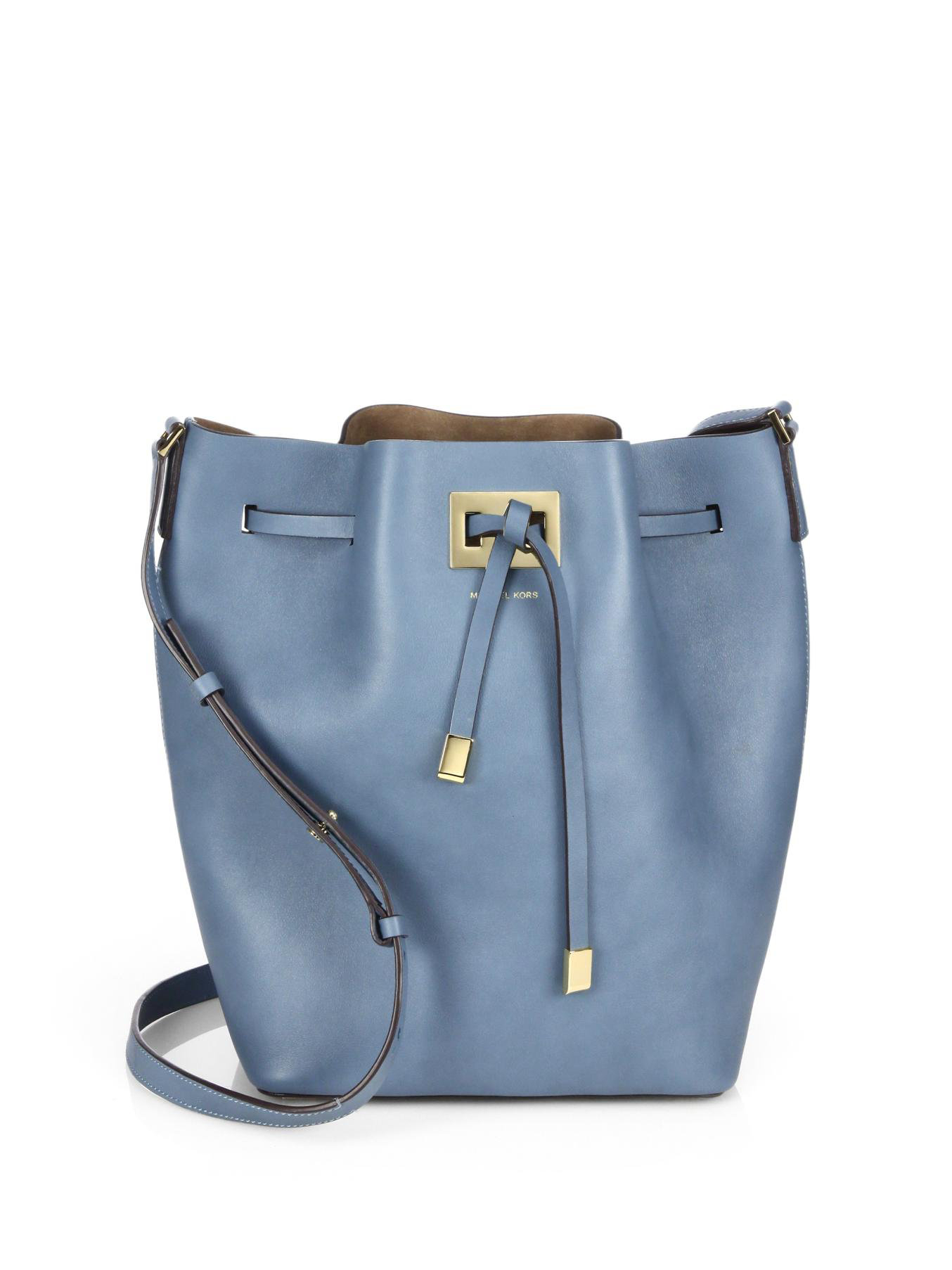 michael kors blue bucket bag