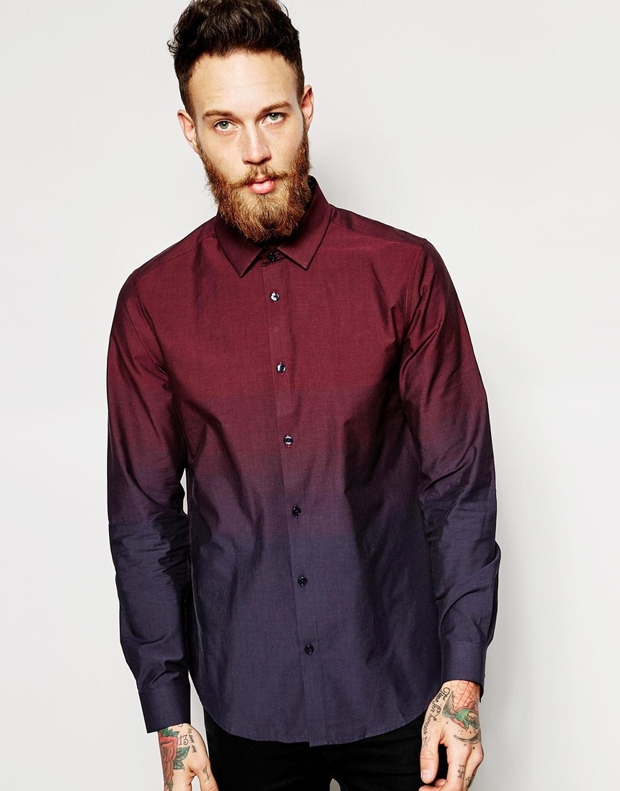Asos Shirt In Ombre Fabric in Purple for Men | Lyst