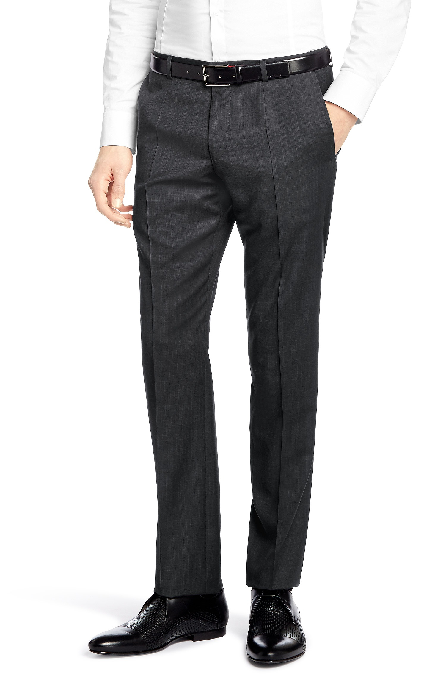 HUGO 'Amaro/Heise' | Slim Fit, Super 120 Italian Virgin Wool Suit in  Charcoal (Black) for Men | Lyst