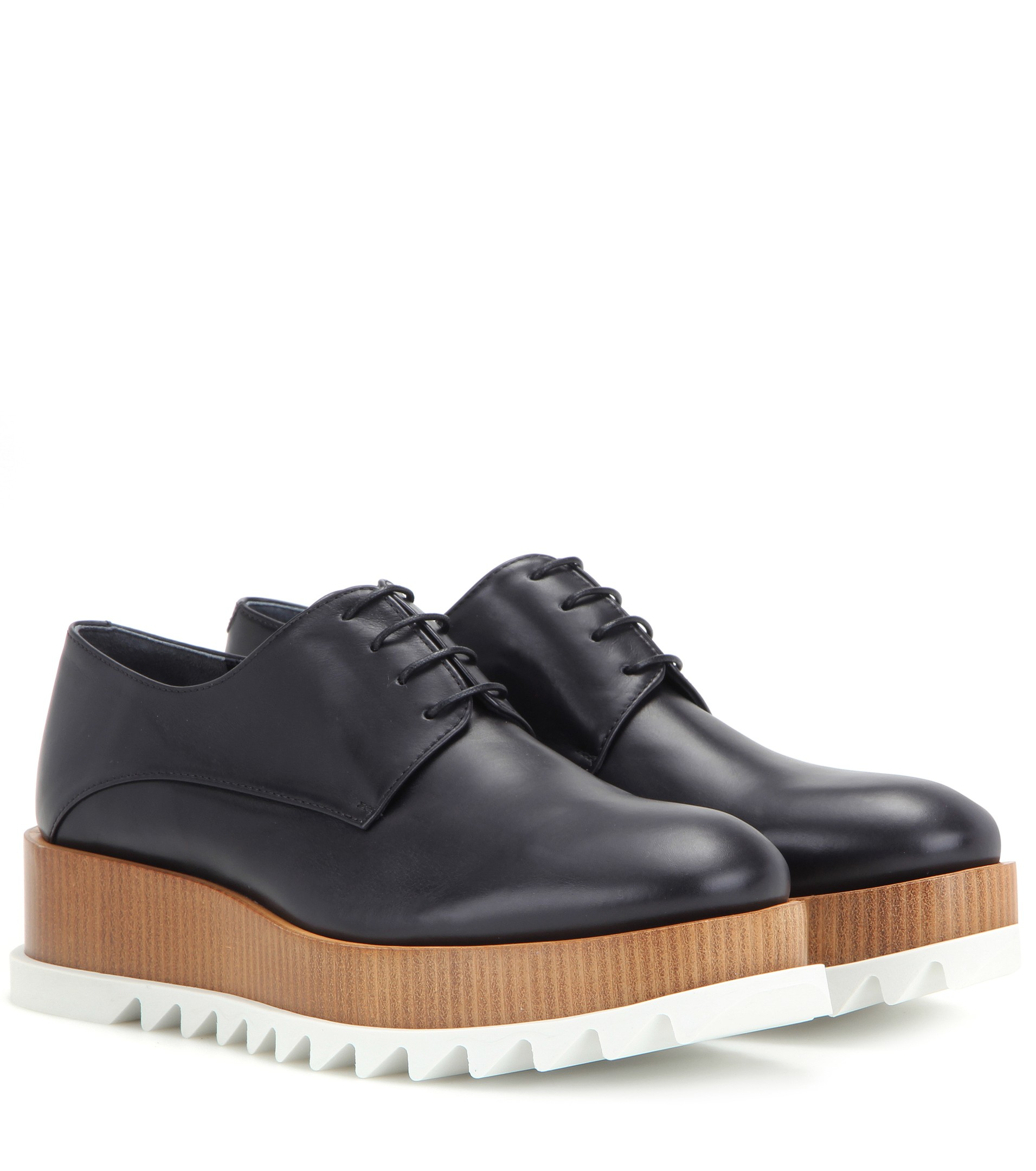 Jil sander Platform Leather Derby Shoes in Black | Lyst