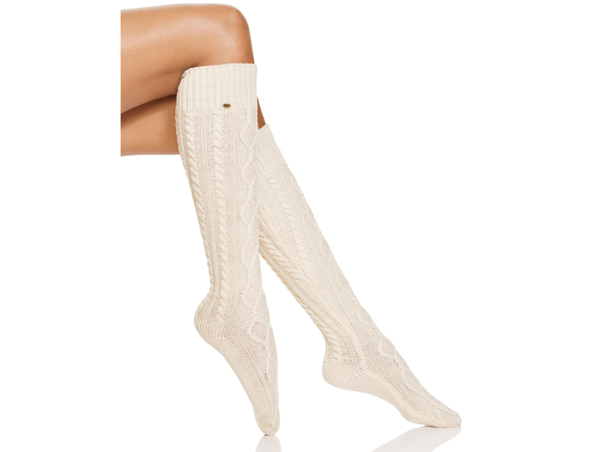 Ugg ® Classic Cable Knit Knee High Socks In Cream Natural Lyst 