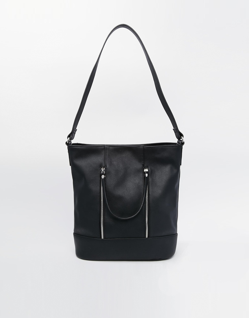 Lyst Asos Double Zip Shoulder Bag in Black