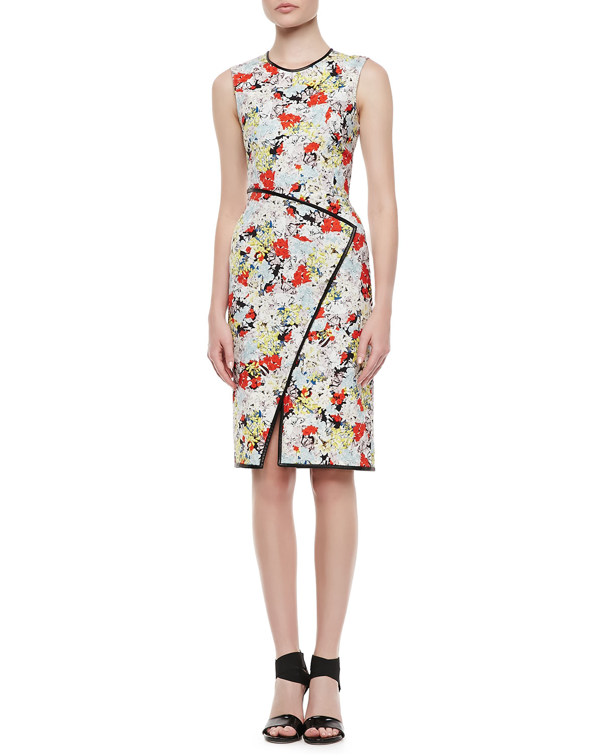 Erdem Fitted Floral Dress with Envelope Wrap Skirt in Multicolor (RED ...