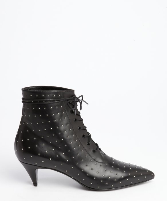 black studded booties low heel