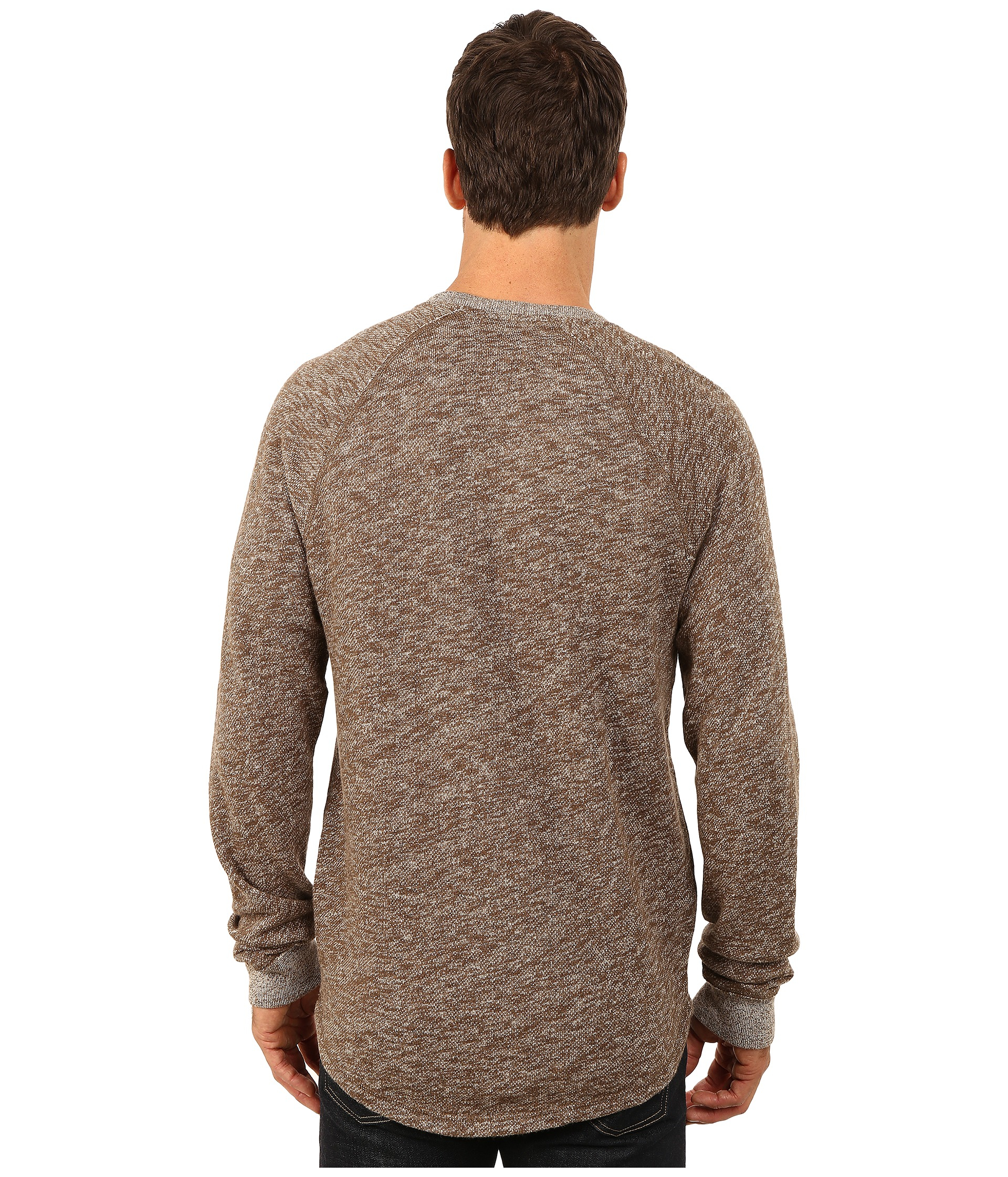 Lucky Brand Long Sleeve Heathered Henley in Khaki (Brown) for Men - Lyst