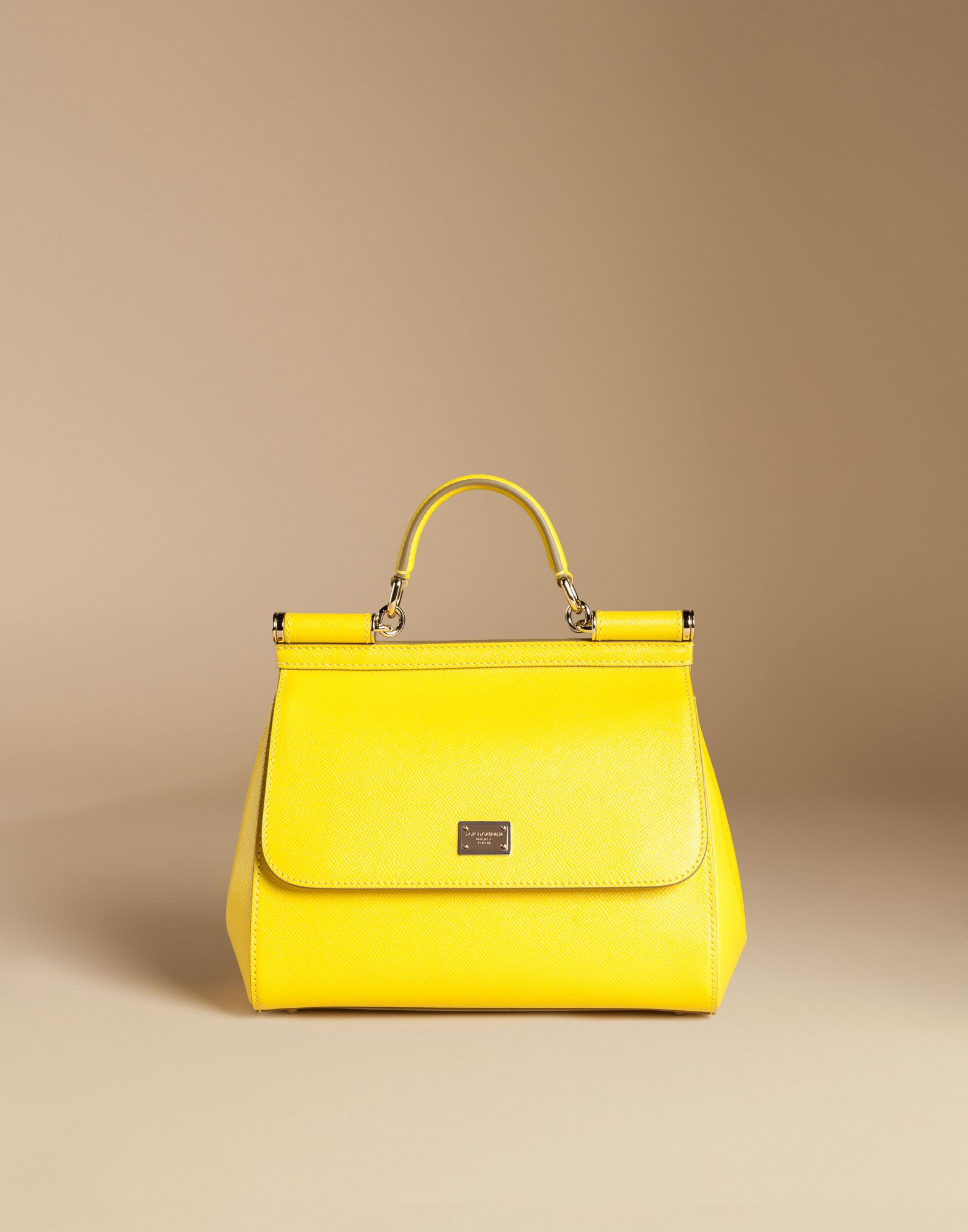 Lyst Dolce & Gabbana Medium Sicily Handbag In Dauphine Leather in Yellow