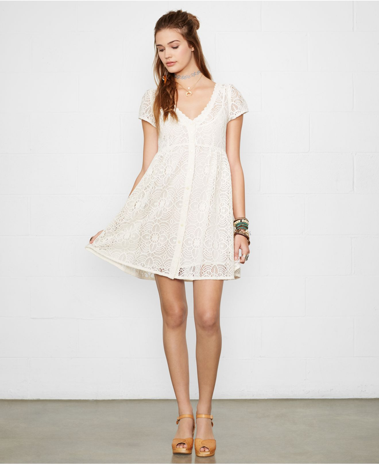 Denim & Supply Ralph Lauren Crochet-Lace Babydoll Dress in Antique Cream  (White) | Lyst