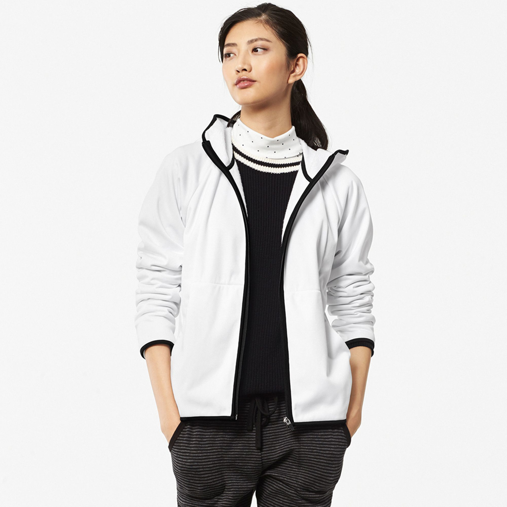 Uniqlo Women Wind Block Sweat Full-zip Hoodie in White | Lyst