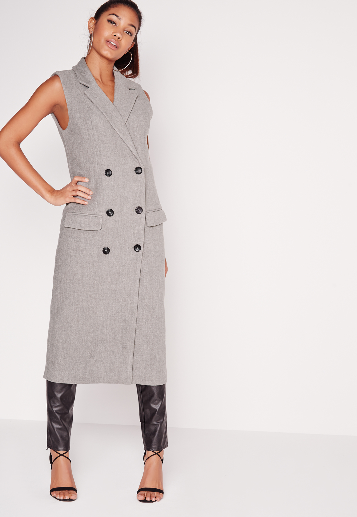 double breasted sleeveless jacket