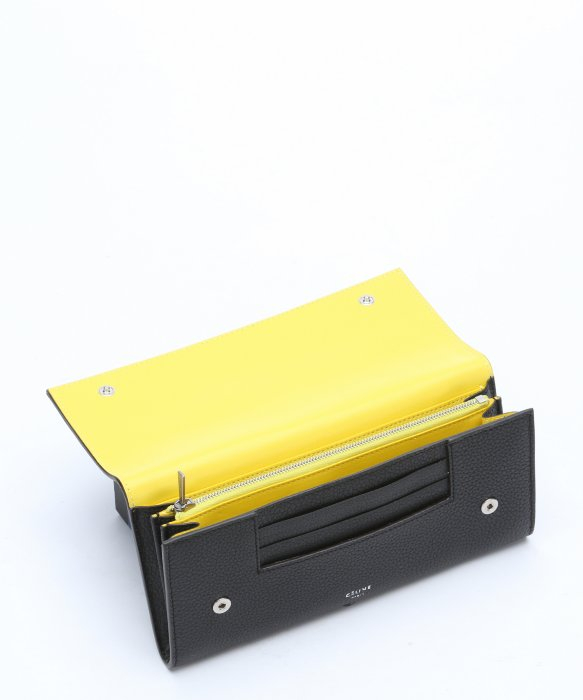 Cline Black Leather Snap Button Continental Wallet in Black | Lyst