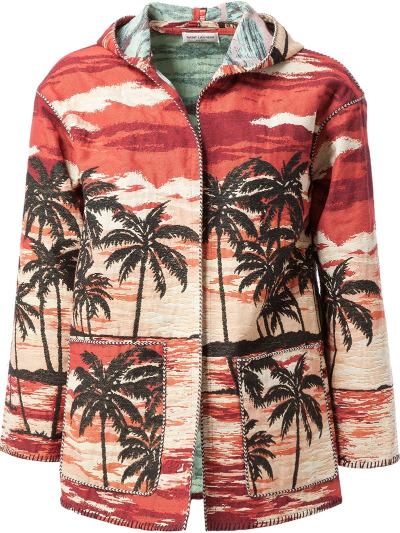 Saint Laurent Palm Tree Jacquard Jacket in Orange | Lyst