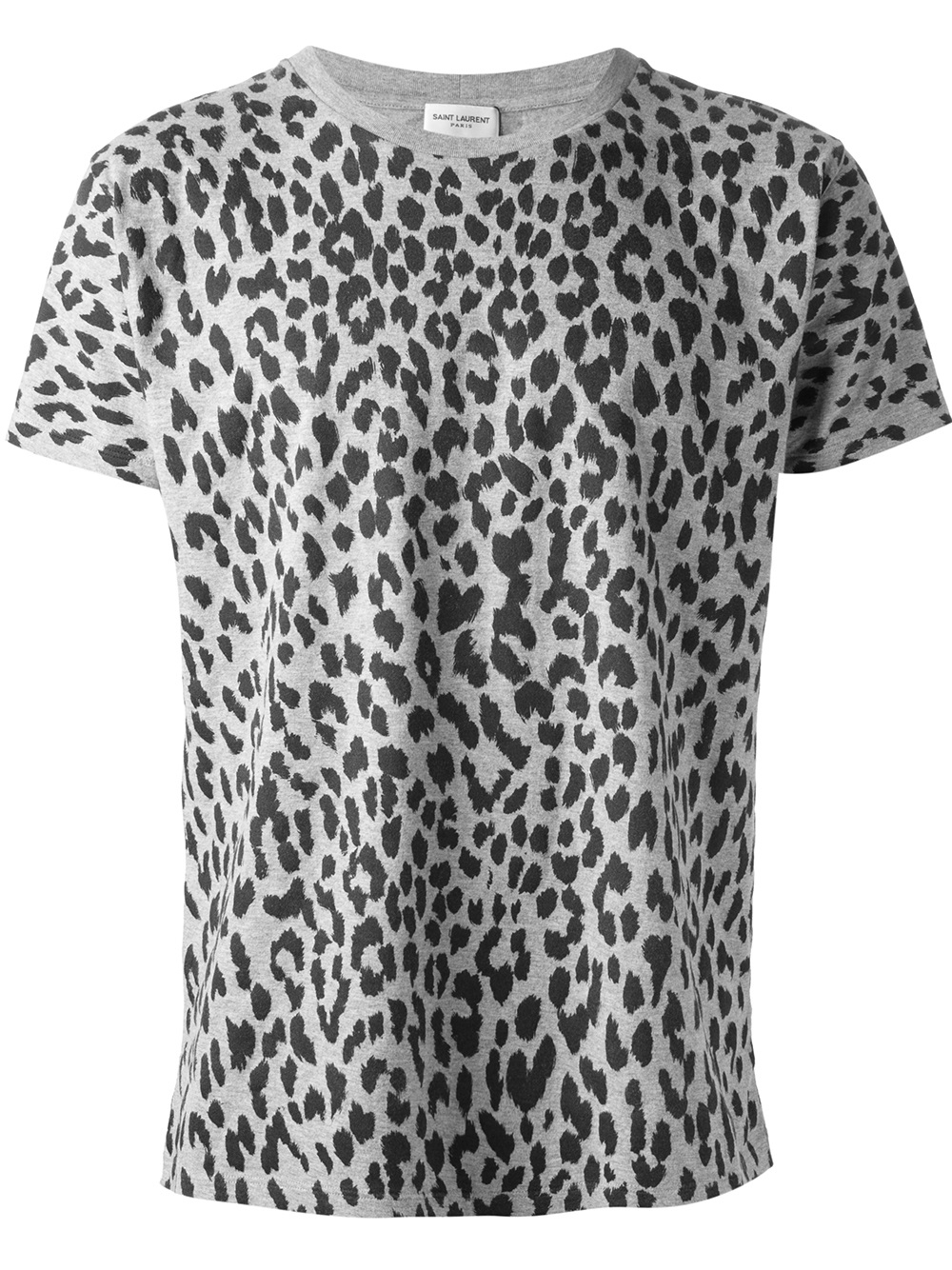 Saint Laurent Leopard Print Tshirt in Gray for Men | Lyst