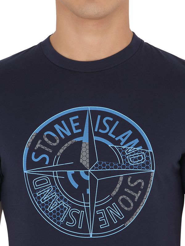 Stone Island Reflective Logo Cotton Jersey T-shirt in Navy (Blue) for Men -  Lyst