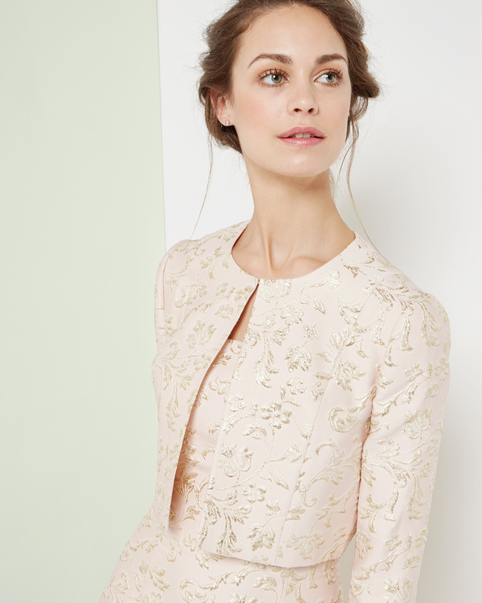 Ted Baker Floral Metallic Jacquard Jacket in Pink Lyst