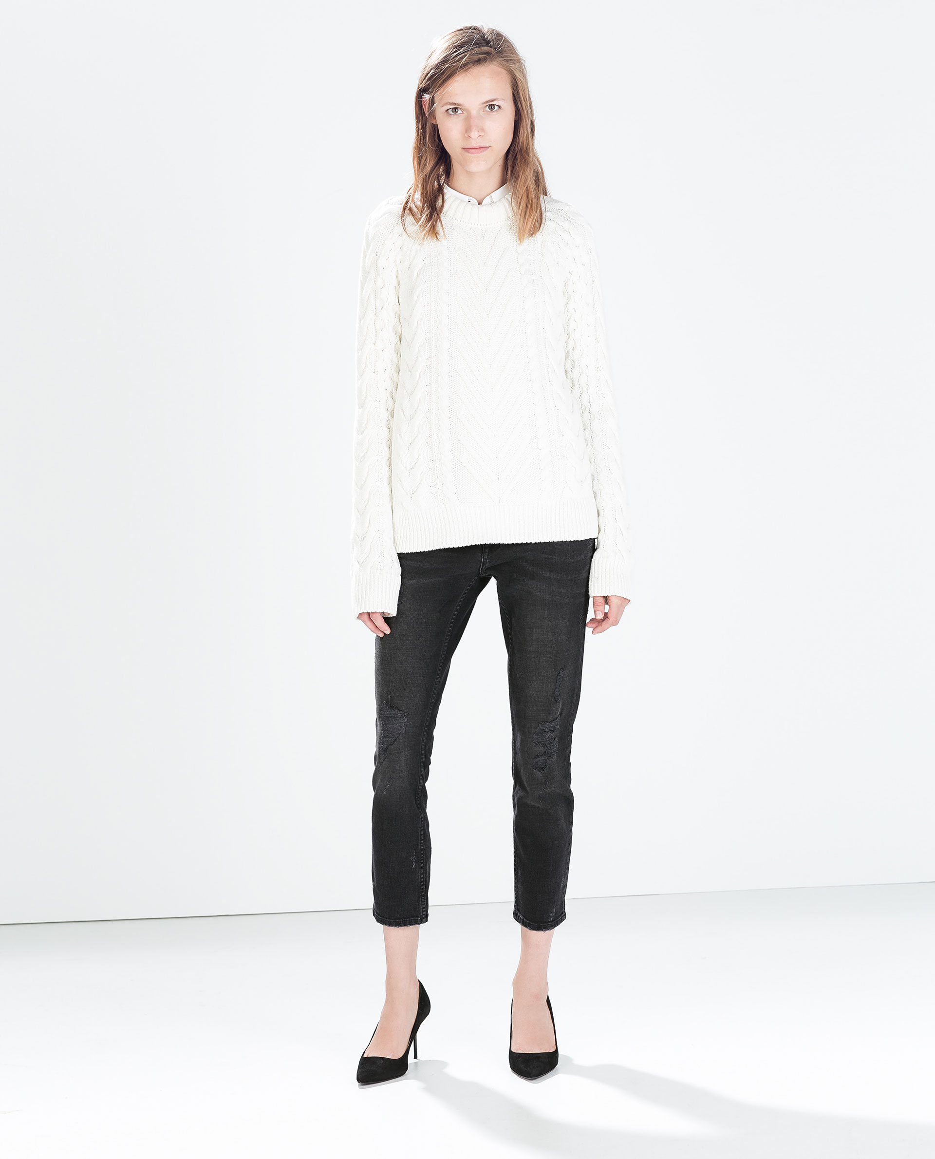 zara cable sweater