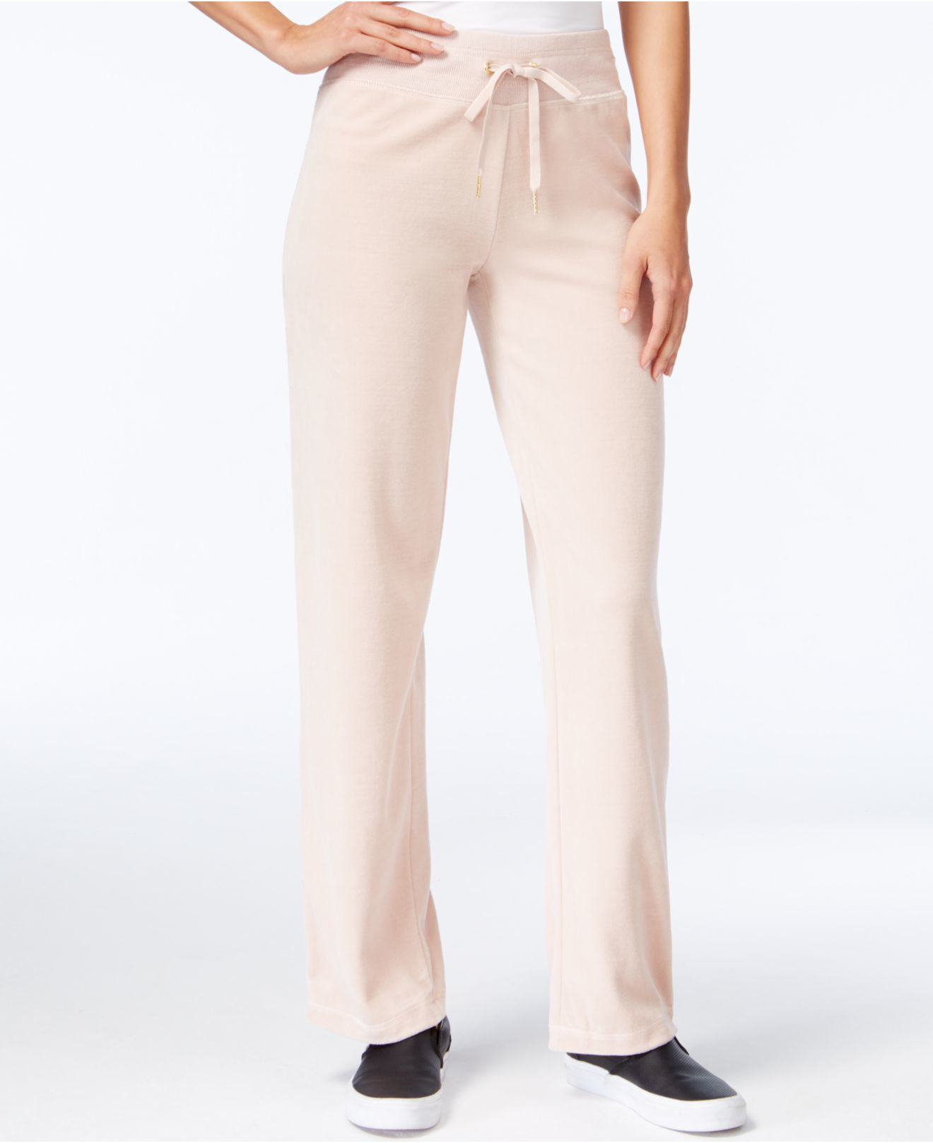 Calvin Klein Velour Drawstring Pants in Pink | Lyst
